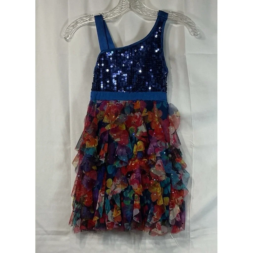 Excellent Outstanding Justice Dress Blue Sequenced Top Size 7